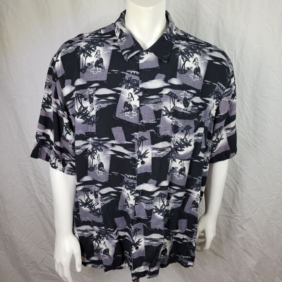 Puritan Other - Puritan Black And White Hawaiian‎ Shirt Size 2XL